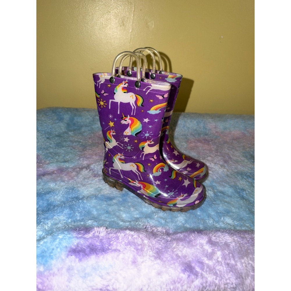 Western Chief Kids Purple Unicorn Rainbow Waterproof Rain Boots Size 11/12